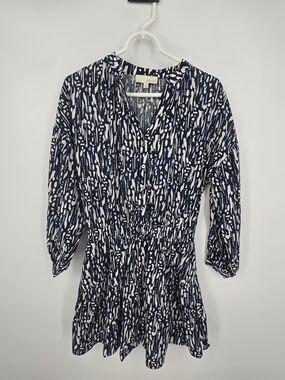 Pinch Teddie Mini Dress In Navy, White & Light Blue Printed Medium